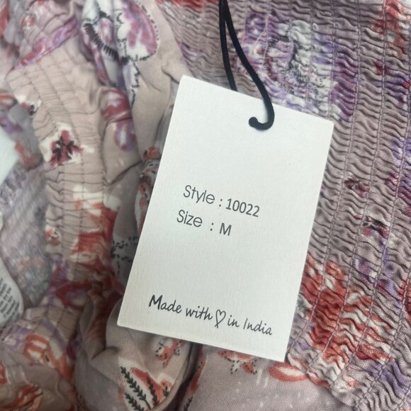 Japna Off Shoulder Shirt Womens Medium New Cropped Floral Smocked Summer - Picture 8 of 8